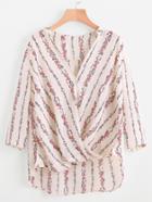 Shein V Neck Twisted Drape Front Blouse