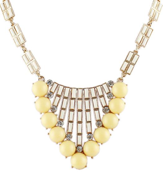 Shein Yellw Gemstone Bead Gold Fashion Necklace