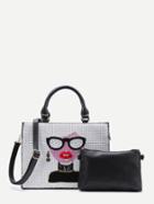 Shein White Sequin Girl Handbag With Pu Clutch Bag