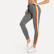 Shein Contrast Tape Side Heather Knit Leggings