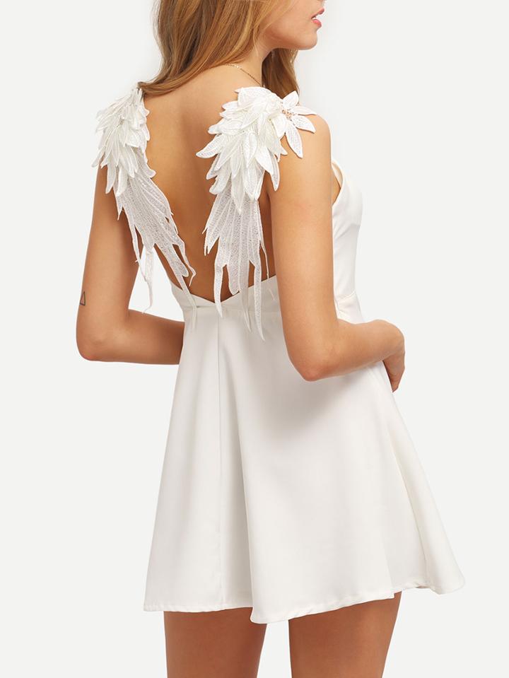 Shein Embroidered Angel Wing Embellished Cami Dress