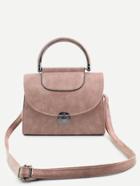 Shein Pink Pu Pushlock Closure Flap Handbag With Strap