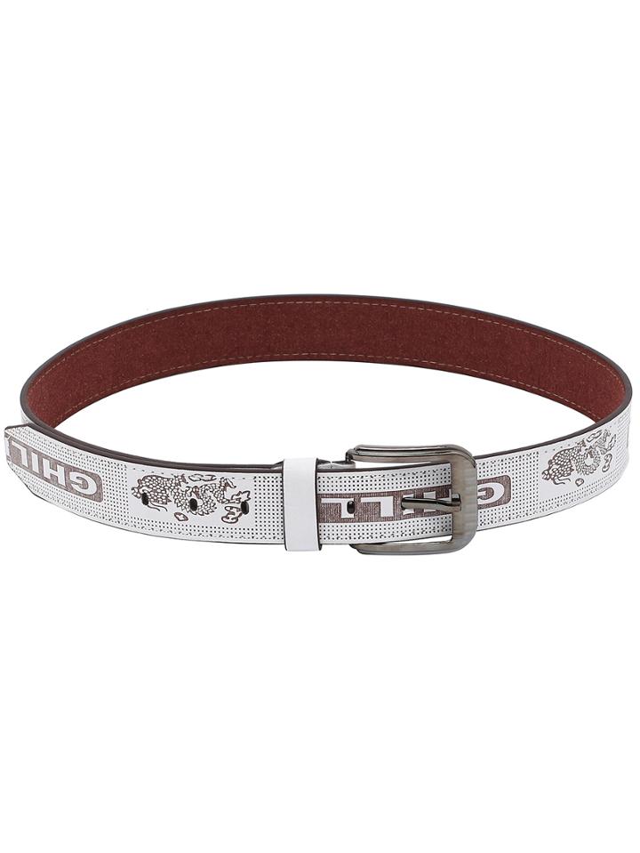 Shein Embossed Square Roller Buckle White Belt