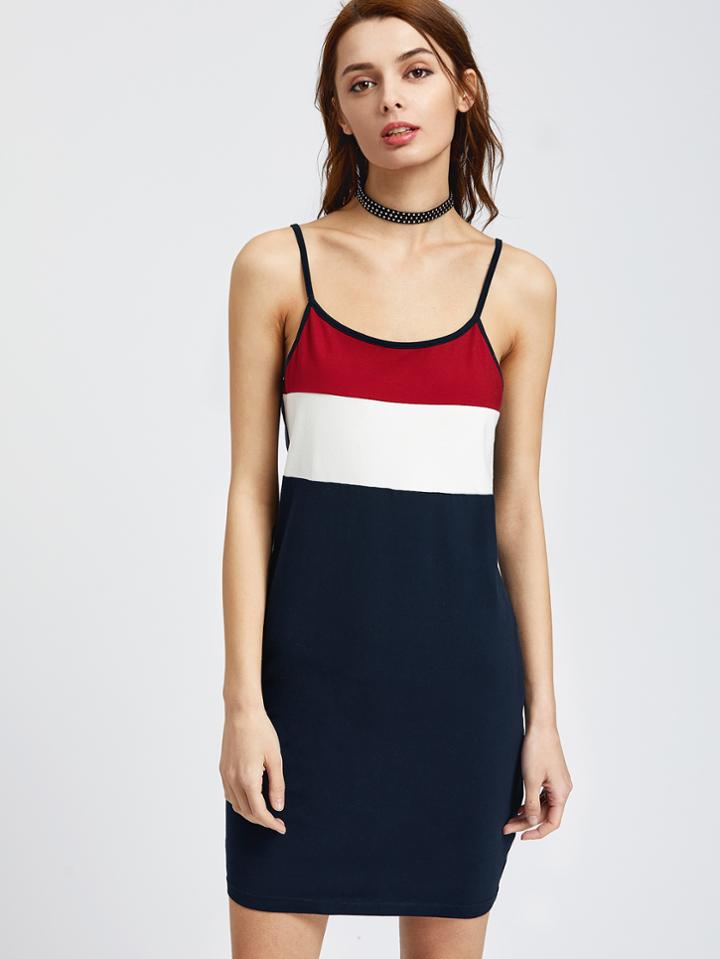 Shein Color Block Cami Sheath Dress