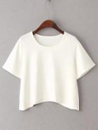 Shein White Short Sleeve Curved Hem T-shirt
