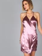 Shein Purple Surplice Wrap Crisscross Back Asymmetric Cami Dress