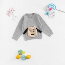 Shein Toddler Boys Patched Detail Dog Pattern Jumper