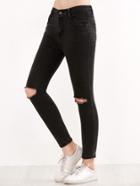 Shein Black Ripped Knees Jeans