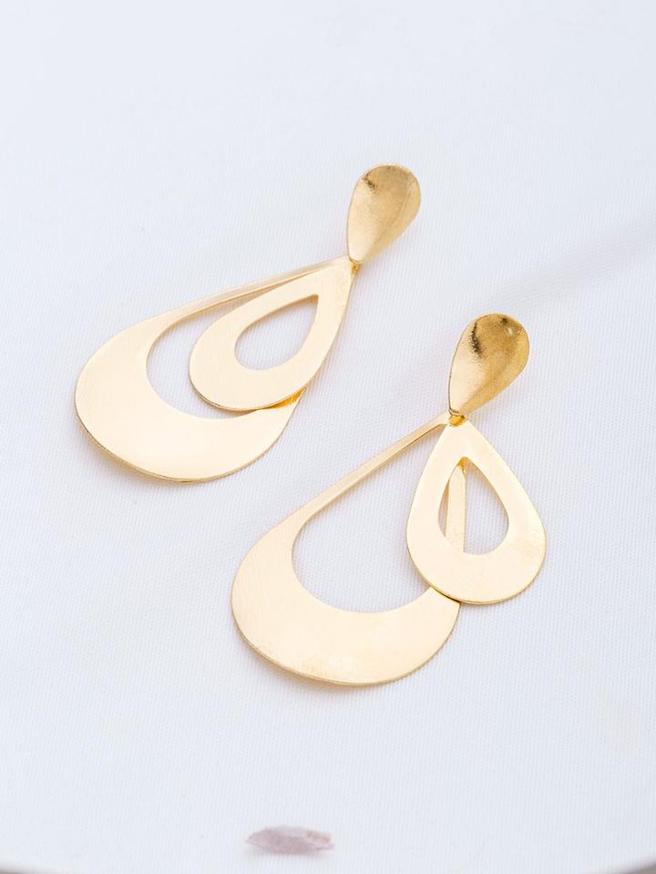 Shein Gold Hollow Out Water Drop Earrings
