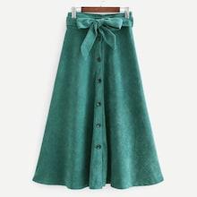Shein Self Tie Button Through Corduroy Skirt