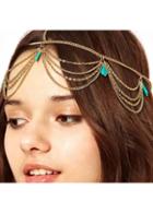 Rosewe Blue Stone Decorated Layered Metal Hair Accessory