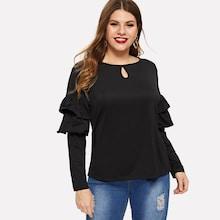 Shein Plus Layered Ruffle Cutout Tee