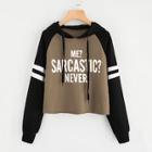 Shein Plus Varsity Striped Raglan Sleeve Hoodie