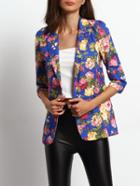Shein Multicolor Single Button Floral Blazer