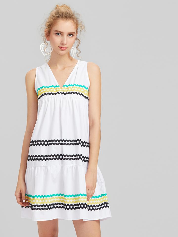 Shein Wave Print Sleeveless Dress