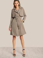 Shein Shirred Waist Trench Coat Tan