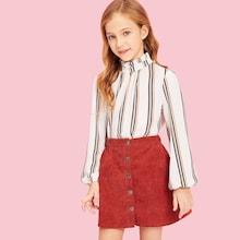 Shein Girls Ruffle Detail Striped Top