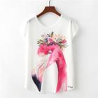 Shein Flamingos Print Tee