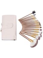Shein Beige Cosmetic Bag With 18pcs Makeup Brushs