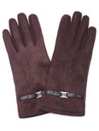 Shein Brown Non-slip Suede Leather Gloves