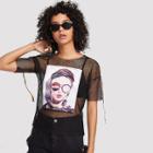 Shein Girl Print Hollow Out Tee