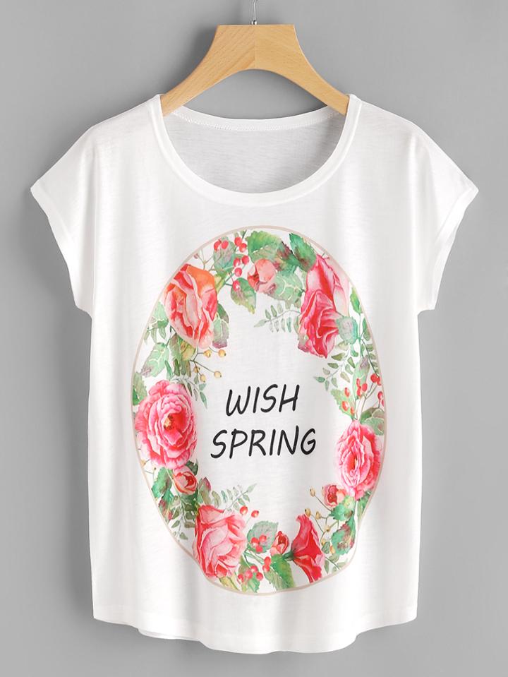 Shein Graphic Print Cap Sleeve Tee