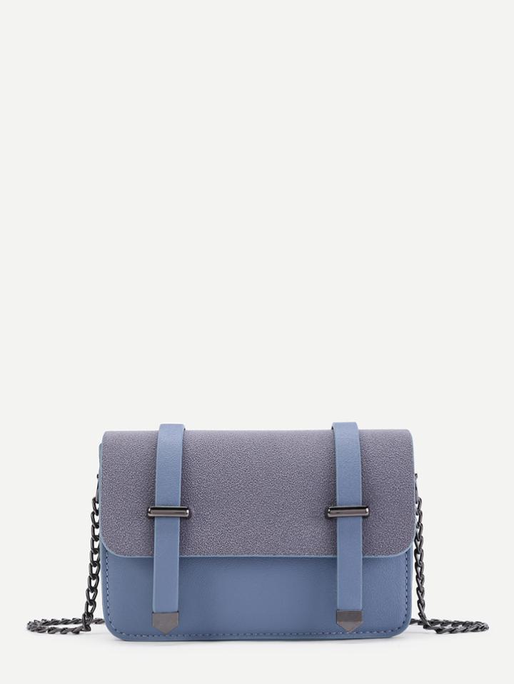 Shein Double Belt Front Pu Chain Crossbody Bag