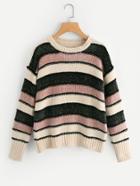 Shein Drop Shoulder Striped Chenille Jumper