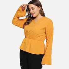 Shein Plus V Neck Ruffle Top