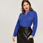 Shein Plus V-neck Solid Blouse