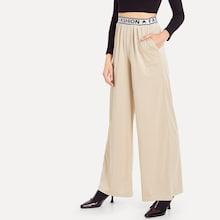Shein Letter Print Waist Wide Leg Pants