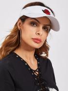 Shein Rose Embroidery Bow Back Visor Hat