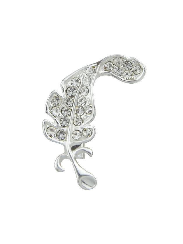 Shein Luxury Silver Color With Rhinestone Feather Shape Brooch