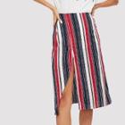 Shein Striped Slit Hem Skirt