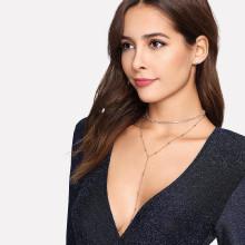 Shein Rhinestone Y Chain Necklace & Earring Set