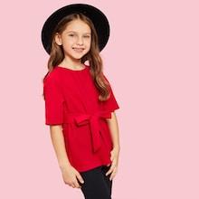 Shein Girls Solid Belted Top