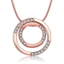 Shein Rhinestone Engraved Circle Pendant Necklace