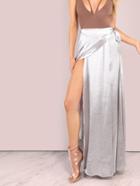 Shein Shiny Faux Satin Wrap Skirt
