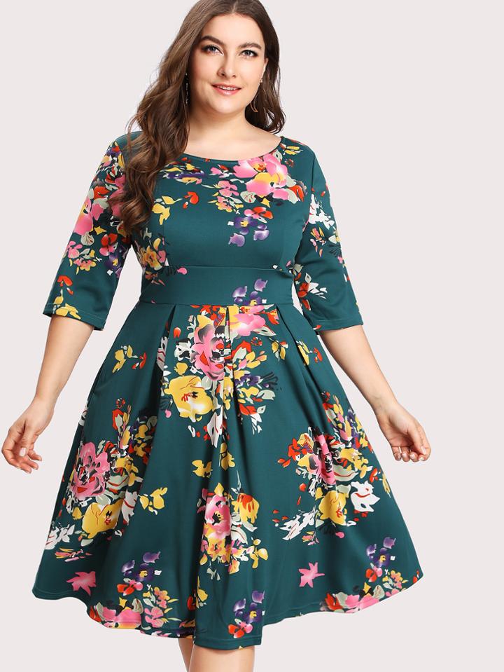 Shein V Back Florals Circle Dress
