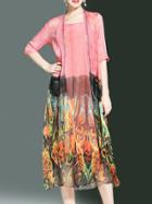 Shein Spaghetti Strap Two-pieces Print Dress