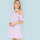 Shein Asymmetrical Shoulder Fold Over Flare Dress