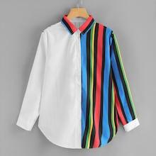 Shein Contrast Striped Blouse