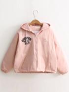 Shein Pink Letter Print Hooded Padded Coat