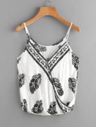 Shein Ornate Print Surplice Cami Top