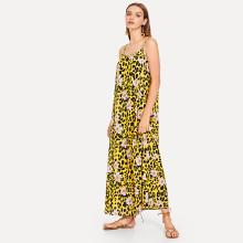 Shein Leopard And Flower Print Longline Dress