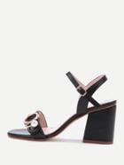 Shein Metal Buckle Block Heels Sandals With Faux Pearl