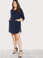 Shein Patch Pocket Front Tunic Dress