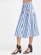 Shein Striped Button Front Circle Skirt