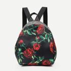 Shein Rose Print Decor Backpack