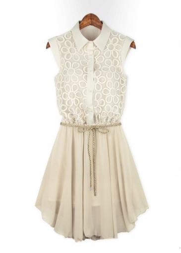 Rosewe Fashion Sleeveless Irregular Bottom Splicing Design Shirt Dress